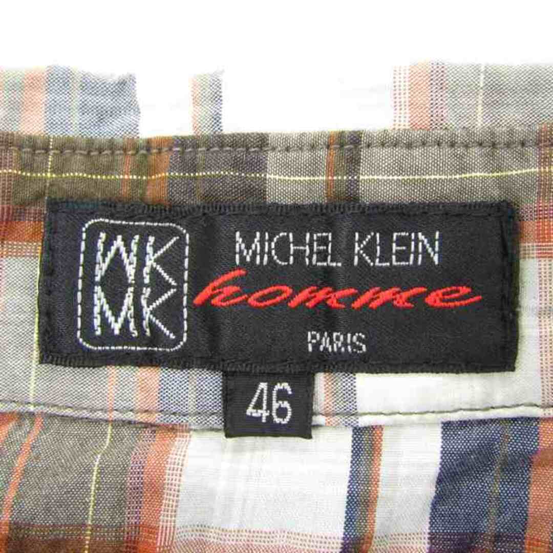 MICHEL KLEIN HOMME(ミッシェルクランオム)のミッシェルクランオム 半袖シャツ トップス カットソー チェック柄 メンズ 46サイズ グレー ネイビー ブラウン MICHEL KLEIN HOMME メンズのトップス(シャツ)の商品写真