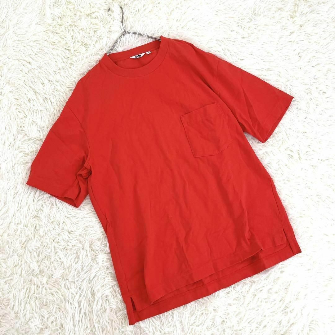 UNIQLO(ユニクロ)の【UNIQLO】ユニクロ Tシャツ（M）半袖シャツ 無地 オーバーサイズ 赤 メンズのトップス(Tシャツ/カットソー(半袖/袖なし))の商品写真