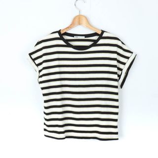 ザラ(ZARA)のザラ 半袖Tシャツ トップス カットソー ボーダー ノースリーブ レディース Mサイズ ホワイト ブラック ZARA(Tシャツ(半袖/袖なし))