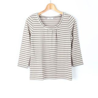 ナチュラルビューティーベーシック(NATURAL BEAUTY BASIC)のナチュラルビューティーベーシック 長袖Ｔシャツ トップス ボーダー レディース Mサイズ ベージュ グレー NATURAL BEAUTY BASIC(Tシャツ(長袖/七分))