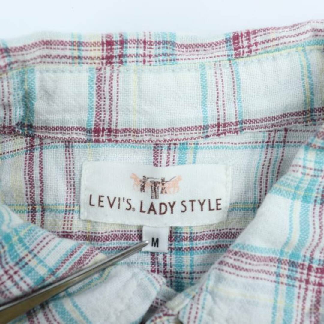 Levi's(リーバイス)のリーバイス 長袖シャツ トップス カットソー チェック柄 LADY STYLE レディース Mサイズ ホワイト レッド ブルー Levi's レディースのトップス(シャツ/ブラウス(長袖/七分))の商品写真