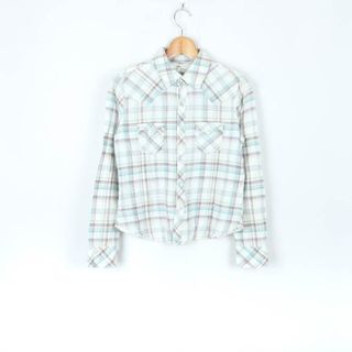 リーバイス(Levi's)のリーバイス 長袖シャツ トップス カットソー チェック柄 LADY STYLE レディース Mサイズ ホワイト レッド ブルー Levi's(シャツ/ブラウス(長袖/七分))