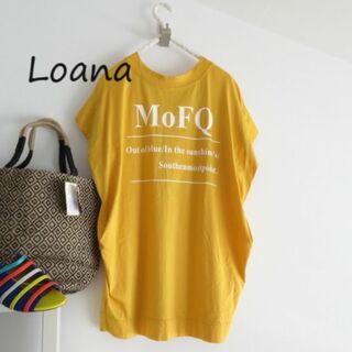 LOANA - Loana ロアナ　Tシャツ　オーバーロングサイズ　イエロー　英字
