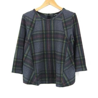 ザラ(ZARA)のザラ カットソー 長袖シャツ トップス チェック柄 レディース Mサイズ グレー レッド ZARA(カットソー(長袖/七分))