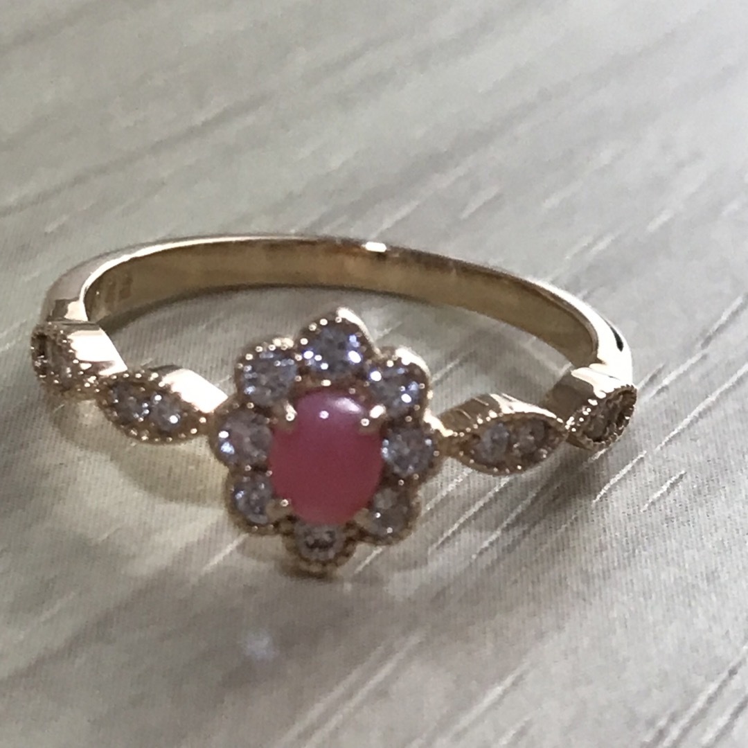 18KPG コンクパール　天然ダイヤモンド取り巻きリング　11号 レディースのアクセサリー(リング(指輪))の商品写真