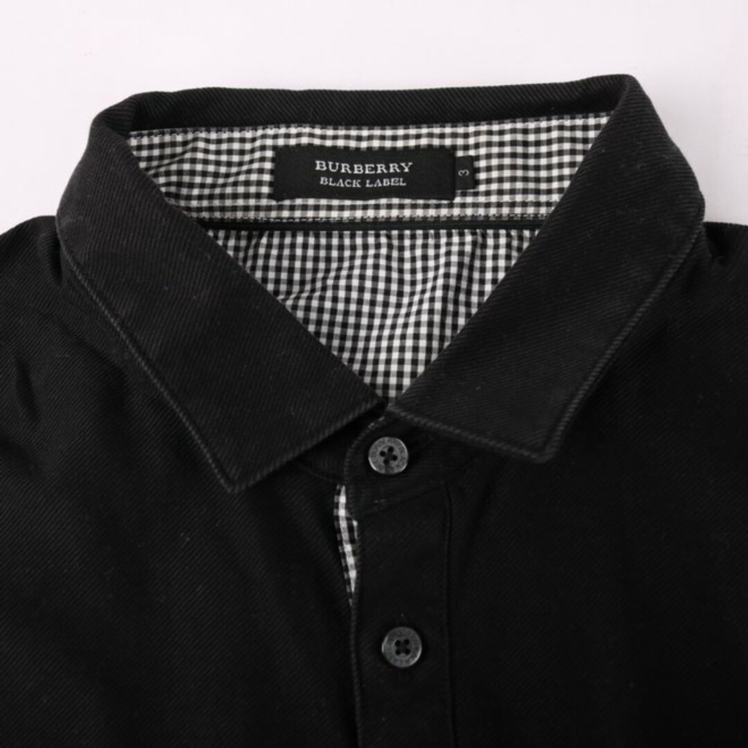 BURBERRY BLACK LABEL(バーバリーブラックレーベル)のバーバリーブラックレーベル ポロシャツ 半袖 トップス カットソー デニム生地 メンズ 3サイズ ブラック BURBERRY BLACK LABEL メンズのトップス(ポロシャツ)の商品写真
