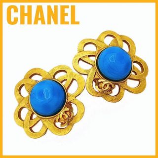 シャネル(CHANEL)のシャネル ヴィンテージ イヤリング 95P グリポア  ゴールド カラーストーン(イヤリング)