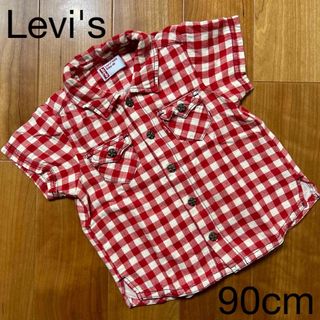 リーバイス(Levi's)のベビー　赤ちゃん　子供服　リーバイス　半袖　ギンガムチェック　シャツ　90 赤(ブラウス)