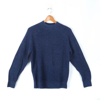 ユニクロ(UNIQLO)のユニクロ ニット セーター トップス カットソー モックネック メンズ Mサイズ ブルー ホワイト UNIQLO(ニット/セーター)