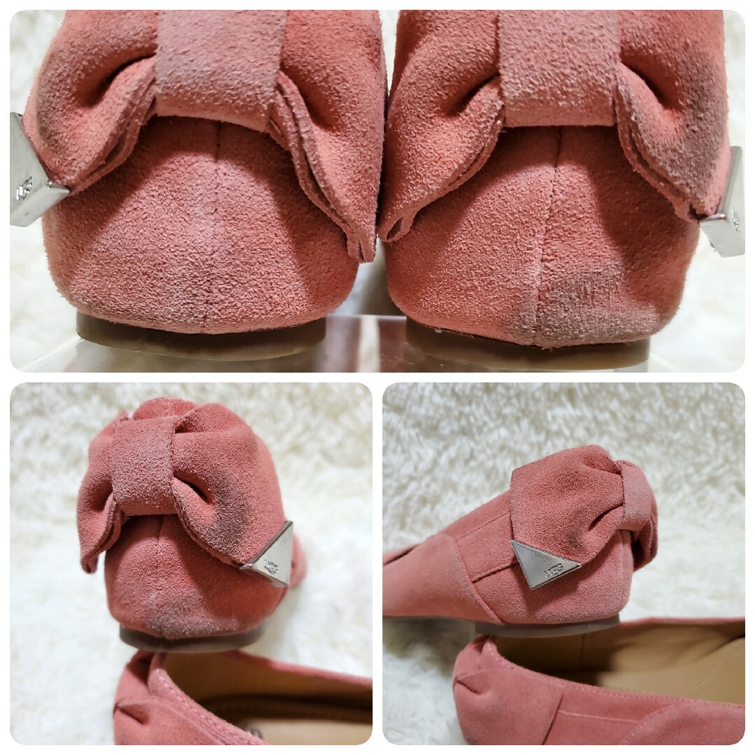 UGG(アグ)のUGG　ピンク　スエードパンプス　フラットシューズ　ラウンドトゥ　バックリボン レディースの靴/シューズ(バレエシューズ)の商品写真