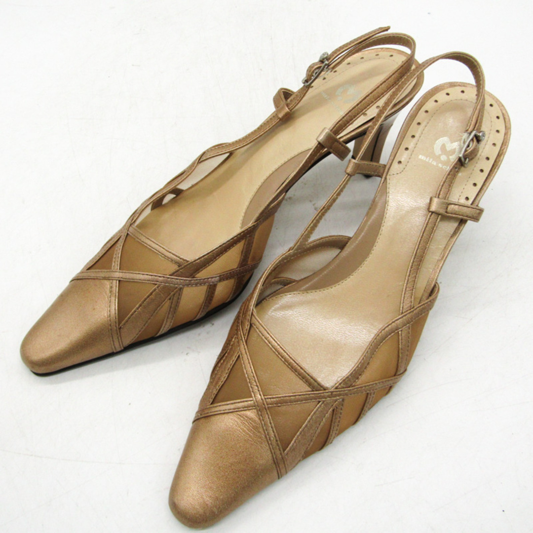 mila schon(ミラショーン)のミラショーン パンプス バックストラップ ブランド 靴 シューズ 日本製 レディース 6.5サイズ ゴールド mila schon レディースの靴/シューズ(ハイヒール/パンプス)の商品写真