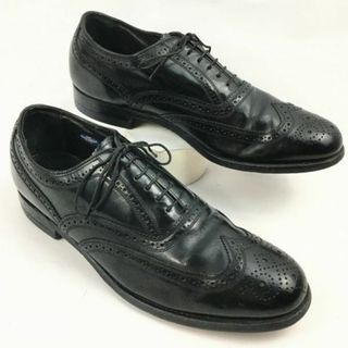 80年代USA製表記　ビンテージ/Vintage 　FLORSHEIM/フローシャイム　フルブローグ　ウイングチップ〈黒/BLACK/ブラック〉size9D　26.5-27.0程度/メンズ/菅NO.WZH-57 #BUZZBERG(ドレス/ビジネス)