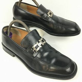 サルヴァトーレフェラガモ(Salvatore Ferragamo)の試着交換OK！フェラガモ　イタリア製　size9.5EE　オールレザー　ビットモカシン　スリッポンシューズ　ローファー〈黒/BLACK/ブラック〉メンズ〕菅NO.WZD-184 #BUZZBERG(スリッポン/モカシン)