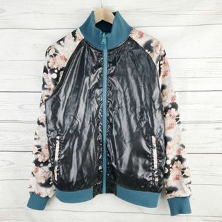 テンネン/TEN-NEN★スカジャン★花柄★バック刺繍★錦鯉【メンズM/黒×ピンク×青緑】ブルゾン/JAPAN/jumper/jacket◆3L01 #BUZZBERG(ブルゾン)