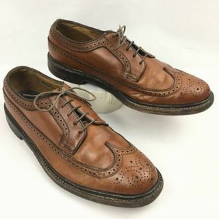 試着交換OK！1970s?ビンテージ/Vintage 　FLORSHEIM/フローシャイム ケンムール　ロングウイングチップ〈ブラウン/茶/BROWN〉9.5D　27.0-27.5　ビンテージ/shoes/菅NO.WZE-147 #BUZZBERG(ドレス/ビジネス)