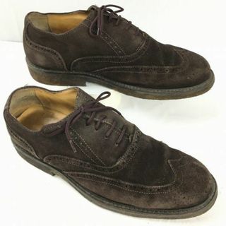 試着交換OK！SAXONE/サクソン【size8　26.5】英国靴ビンテージ/Vintage 　クレープソール　ウイングチップ　ダークブラウン/茶/BROWN〉メンズ/菅NO.WZG-128 #BUZZBERG(ドレス/ビジネス)