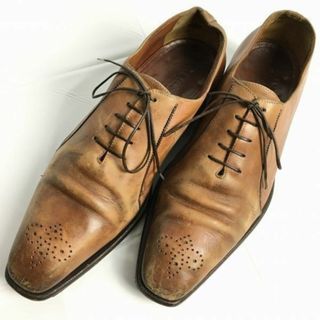 a.testoni　ア・テストーニ　イタリア製　ビジネスシューズ〈ブラウン/茶/BROWN〉size6.5　25.0-25.5　ビンテージ/Vintage/メンズ/菅NO.メZD-85 #BUZZBERG(ドレス/ビジネス)