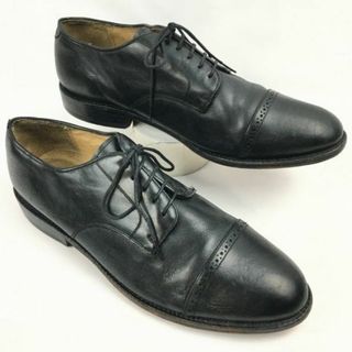 試着交換OK！ビンテージ/Vintage 品　Brooks Brothers/346ブルックスブラザーズ　キャップトゥシューズ〈黒/BLACK/ブラック〉10.5D　27.5-28.5　/メンズ/菅NO.WZH-48 #BUZZBERG(ドレス/ビジネス)