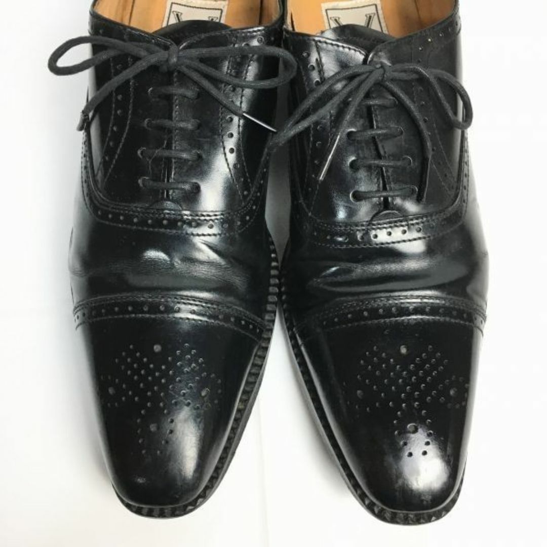 Roberta Valentino　バレンチンノ　日本製　セミブローグ　キャップトゥ　ビジネスシューズ〈黒/BLACK/ブラック〉　サイズ24.5　管NO.ZD-99 #BUZZBERG メンズの靴/シューズ(ドレス/ビジネス)の商品写真