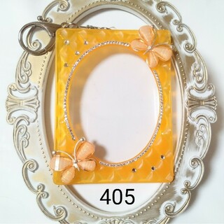 【405】B8 トレカキーホルダー キルティング ハート 蝶 オレンジ(その他)