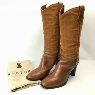 袋付き！イタリア製　SARTORE　サルトル　本革使用　ロングブーツ　size37.5　23.0-23.5程度〈ブラウン/茶/BROWN〉　Boots/Shoes〕菅No.WM26 #BUZZBERG(ブーツ)