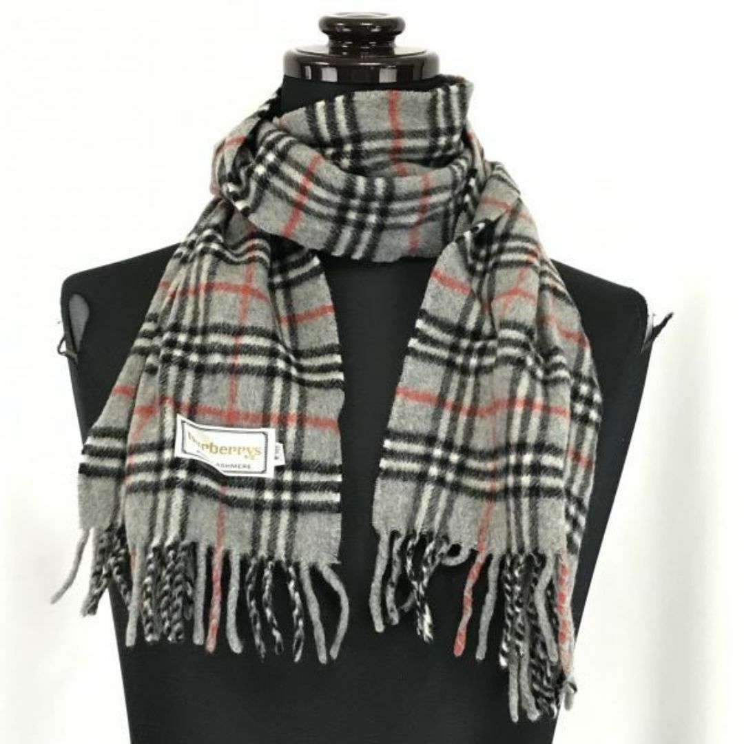 BURBERRY(バーバリー)の90sVintage★Burberrys/バーバリー★カシミア/マフラー/ストール【108×22/Gray/グレー/チェック柄】cashmere/Scarf◆CM48 #BUZZBERG レディースのファッション小物(マフラー/ショール)の商品写真