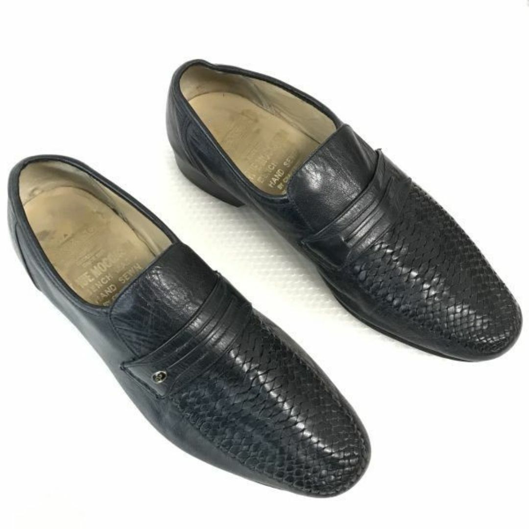 80s-90s/ビンテージ/Vintage/イングランド製★Grenson/グレンソン★編み革/コインローファー/モカシン【8/26.5/黒/BLACK】ビジネス/dress shoes◆pA-79 #BUZZBERG メンズの靴/シューズ(スリッポン/モカシン)の商品写真