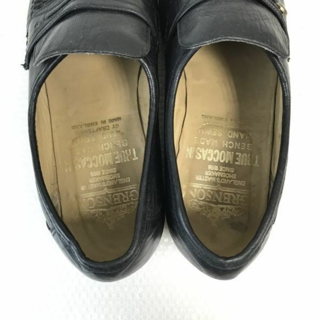 80s-90s/ビンテージ/Vintage/イングランド製★Grenson/グレンソン★編み革/コインローファー/モカシン【8/26.5/黒/BLACK】ビジネス/dress shoes◆pA-79 #BUZZBERG メンズの靴/シューズ(スリッポン/モカシン)の商品写真