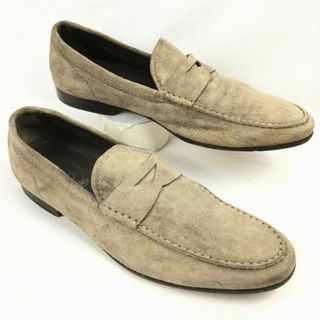 トッズ(TOD'S)の試着交換OK！TOD'S/トッズ　サイズ11　29.0-29.5程度　イタリア製　モカシン　スリッポン　コインローファー　ベージュ　ヌバック管NO.WZG-156 #BUZZBERG(ドレス/ビジネス)