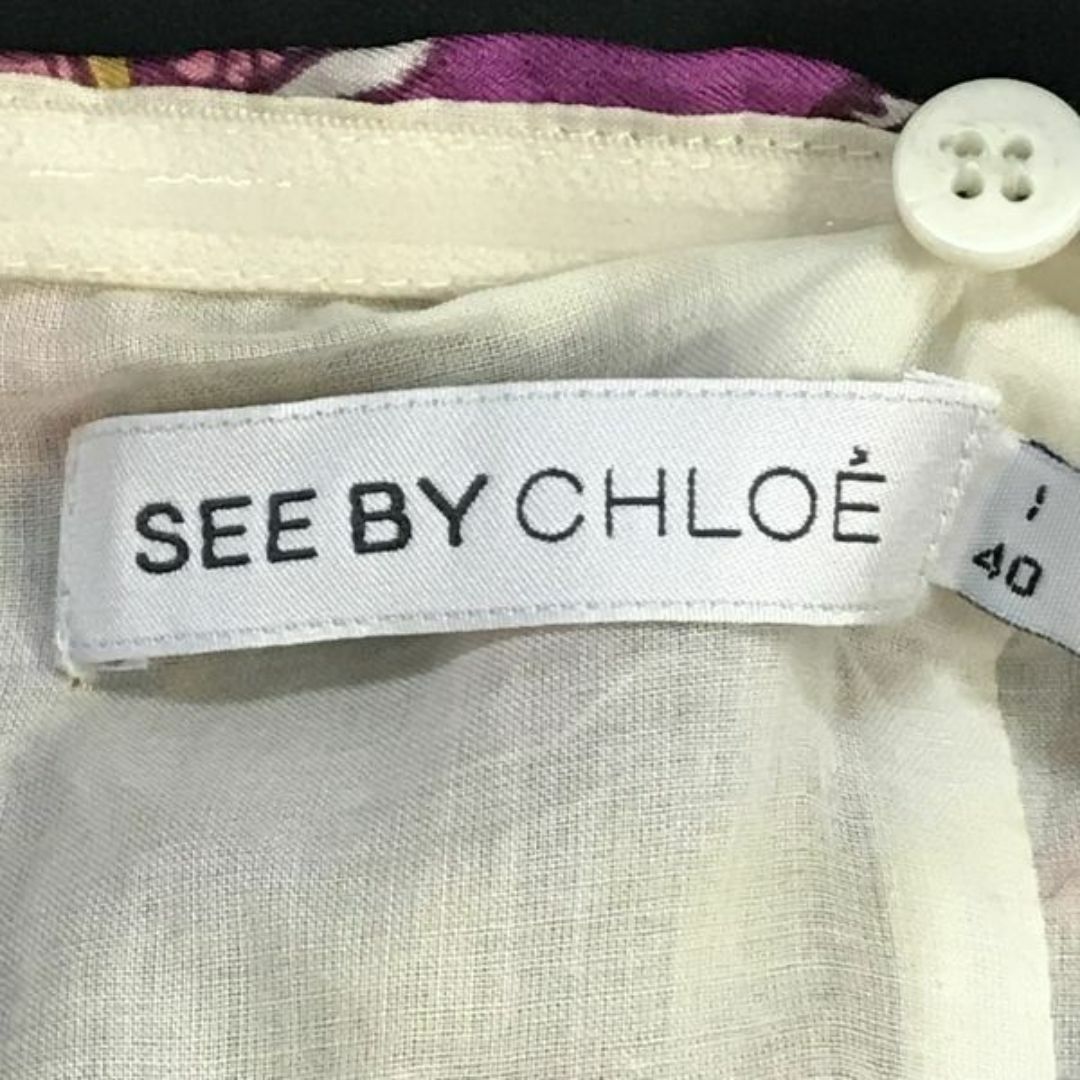 SEE BY CHLOE(シーバイクロエ)のSEE BY CHLOE★シルク100%/ノースリーブ/ひざ丈ワンピース【36/S/パープル×ホワイト】シーバイクロエ◆BG307 #BUZZBERG レディースのワンピース(ひざ丈ワンピース)の商品写真