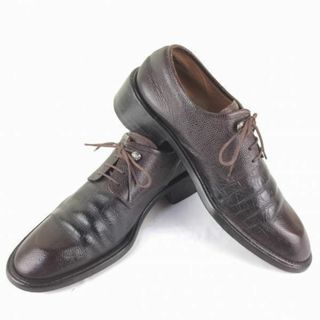 試着交換OK！VERSACE　ジャンニヴェルサーチ　プレーントゥ　ビジネスシューズ〈ブラウン/茶/BROWN〉size7.5　25.5-26.0/メンズ/菅NO.WメZC-35 #BUZZBERG