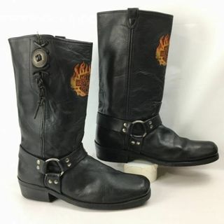 ハーレーダビッドソン(Harley Davidson)のハーレーダビッドソン　size13D　30.0-31.0　本革ハンドメイド　バイクブーツ　ライディング/ツーリング〈黒/BLACK/ブラック〉ビンテージ/Vintage/bike/Boots/Shoes菅No.WU29 #BUZZBERG(ブーツ)