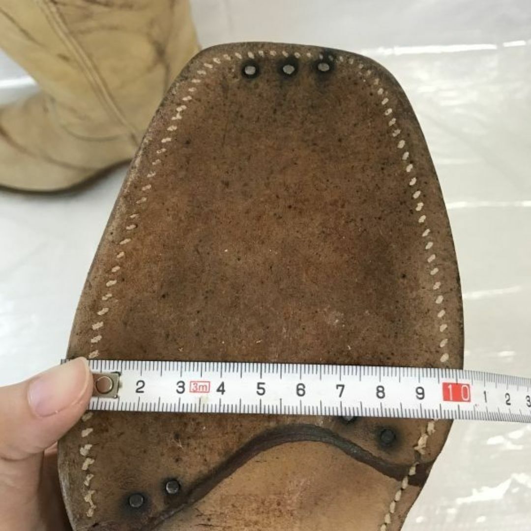 FRYE(フライ)の70s-80s?/Made in USA★FRYE/フライ【8.5D/25.5-26.5/ベージュ/beige】本革/ウエスタン/ペコスブーツ/ロング/Shoes/ビンテージ/Vintage◆pWB89-5 #BUZZBERG メンズの靴/シューズ(ブーツ)の商品写真