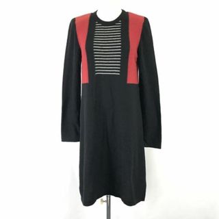 ソニアリキエル/SONIA RYKIEL★ウール&アンゴラ/ニットワンピース/肩パット【40/レディースL/赤×黒/red×black】Tops/Dress◆cBH598 #BUZZBERG(ロングワンピース/マキシワンピース)