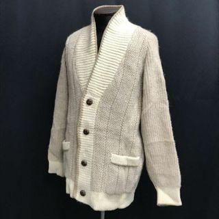 90s?/Vintage★ZASTON/fukaki/深喜★ウール/ショールカラー/カーディガン【メンズL/ベージュ系/beige】くるみボタン/cardigan◆cBH500 #BUZZBERG(カーディガン)