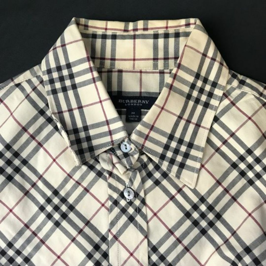 BURBERRY(バーバリー)のUK/イングランド製★BURBERRY★七分袖シャツ【women’s size -M（日本サイズM?L相当/ベージュ/チェック】Tops/Shirts◆senBH139 #BUZZBERG レディースのトップス(シャツ/ブラウス(長袖/七分))の商品写真