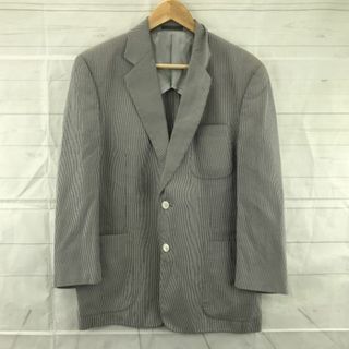 バーバリー(BURBERRY)の80s-90sビンテージ-日本製★Burberrys/バーバリー★初夏テーラードジャケット【M/グレー×白】ストライプ柄/テンセル/背抜き◆BA356W #BUZZBERG(テーラードジャケット)