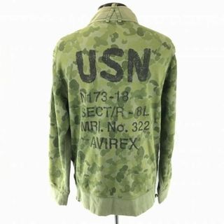 アヴィレックス/AVIREX★US NAVY/バック迷彩/カモフラ柄/スウェットシャツ【メンズM/カーキ】ミリタリージャケット/上野商会◆BC520#BUZZBERG