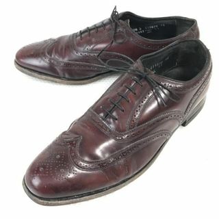 70s-80s/Vintage★フローシャイム/FLORSHEIM★タン裏フェルト/本革/フルブローグ/ウイングチップ【10.5D/28.0-28.5/バーガンディ】◆bJ-109 BUZZBERG(ドレス/ビジネス)