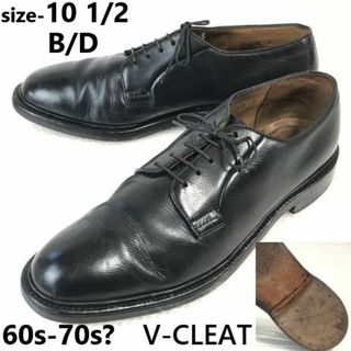 60s-70s?vintage★V-CLEAT/内側Vクリート★超重厚レザー/プレーントゥ【10.5 D/28.0-28.5/黒/BLACK】Service/Dress Oxford Shoes◆bJ-104 BUZZBERG(ドレス/ビジネス)