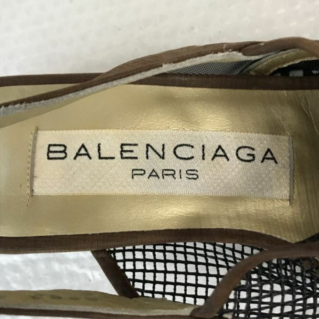 バレンシアガ/BALENCIAGA★バックストラップ/メッシュサンダル【34.5/22.0-22.5/茶×黒/BROWN×BLACK】Shoes/sandal/pumps◆bQ-545 #BUZZBERG レディースの靴/シューズ(サンダル)の商品写真