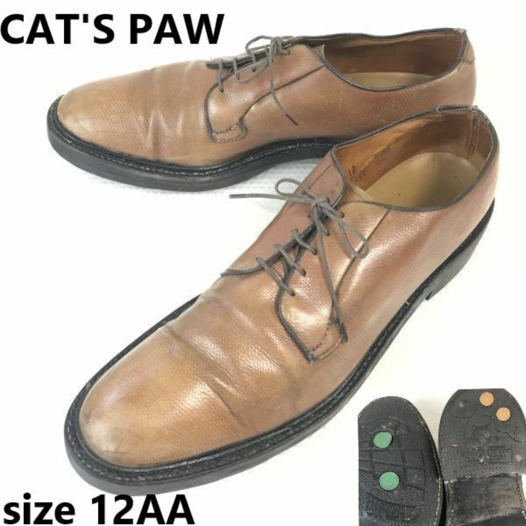 希少/CAT'S PAW/BILLTRITE/キャッツポウ/超重量ソール★シボ本革/グッドイヤー製法/プレーントゥ【12AA/27.5-29.0/茶/BROWN】shoes◆bi-133 #BUZZBERG メンズの靴/シューズ(ドレス/ビジネス)の商品写真