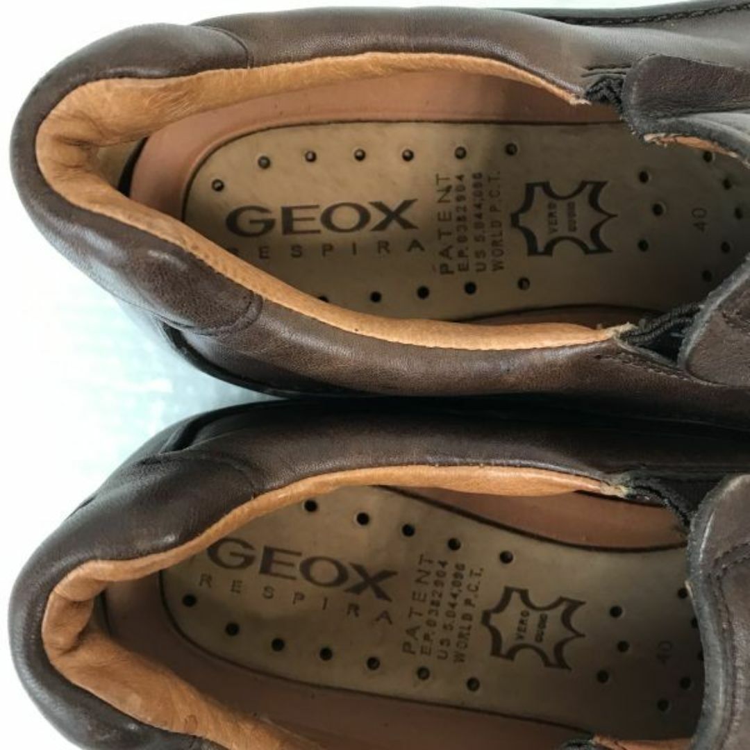 GEOX/ジェオックス★サイドゴア/レザー/スリッポンシューズ【40/25.0/茶/BROWN】軽量モカシン/ヴァンプ/ローファー/Shoes/trainers◆bQ-461 #BUZZBERG メンズの靴/シューズ(スリッポン/モカシン)の商品写真