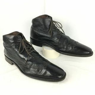 オランダ王室御用達★FLORIS VAN BOMMEL/フローリス ヴァンボメル★本革/チャッカブーツ【8/27.0cm/黒/BLACK】ウイングチップ　管No.YR46 #BUZZBERG(ブーツ)