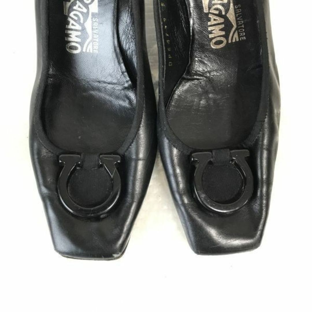 Ferragamo(フェラガモ)のイタリア製★フェラガモ/salvatore ferragamo★本革/パンプス/スクエアトゥ【5D/22.0-22.5/黒/BLACK】dress shoes◆Q-58#BUZZBERG レディースの靴/シューズ(ハイヒール/パンプス)の商品写真