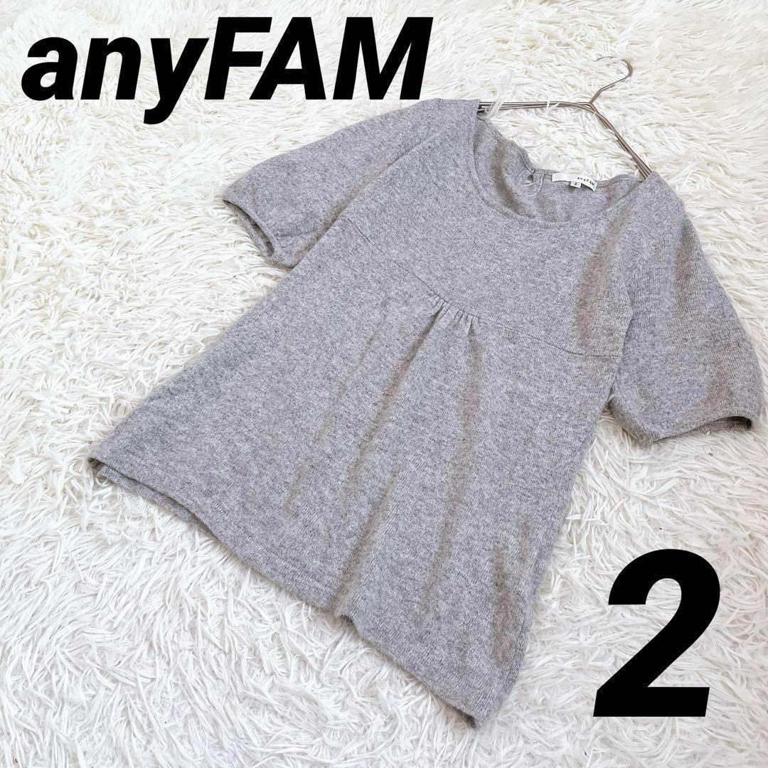 anyFAM(エニィファム)の【anyFAM】エニィファム（2）半袖ニット クルーネック トップス アンゴラ レディースのトップス(Tシャツ(半袖/袖なし))の商品写真