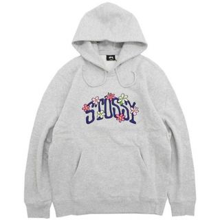 STUSSY - ステューシー 花柄 刺繍 ロゴ パーカー S フラワー フード