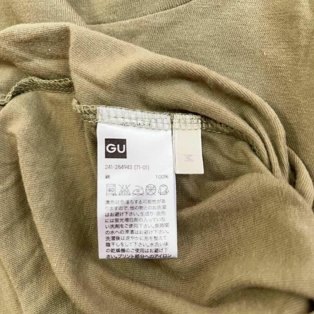 GU(ジーユー)の【ジーユー】GU（M）ユニセックス Tシャツ 半袖 カーキ 夏服 男女兼用 レディースのトップス(Tシャツ(半袖/袖なし))の商品写真