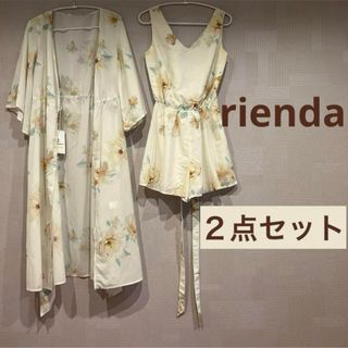 rienda - rienda リエンダ オールインワン＆カーディガン シフォン セットアップ