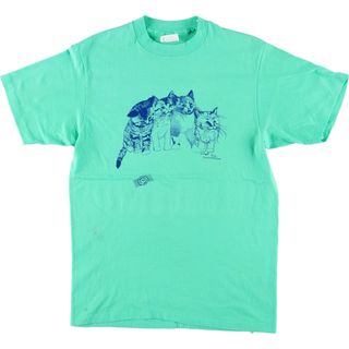 Hanes - 古着 90年代 ネコ柄 ヘインズ Hanes アニマルTシャツ USA製 メンズM /eaa428287